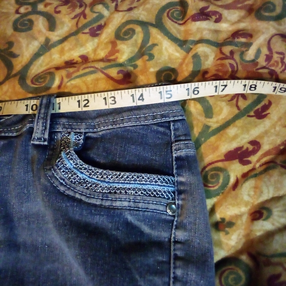 What's Hot Stretch Denim Stone Washed Ruffles Leg Jeans Women 14 Blue - Picture 13 of 14